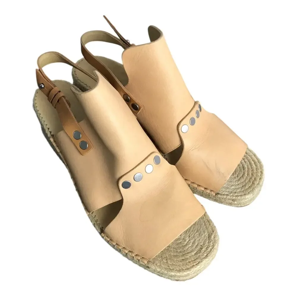 Rag & Bone Sayre II Espadrille Wedge Sandal Women Sz 40 Beige Leather 2.25